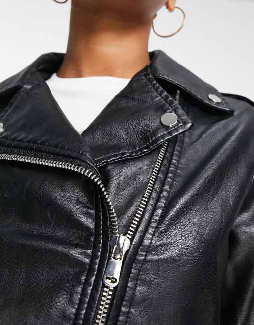 Faux leather hotsell belted moto jacket