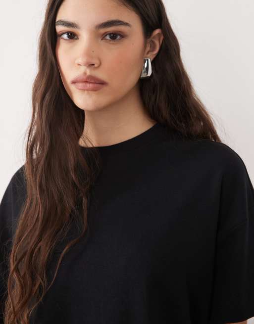New Look premium boxy tee in black, 3 of 4