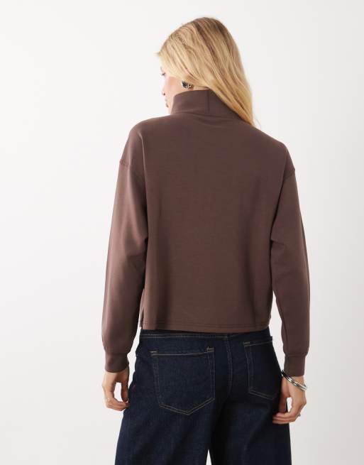 New Look Premium funnel neck sweater in mid brown, 4 of 4