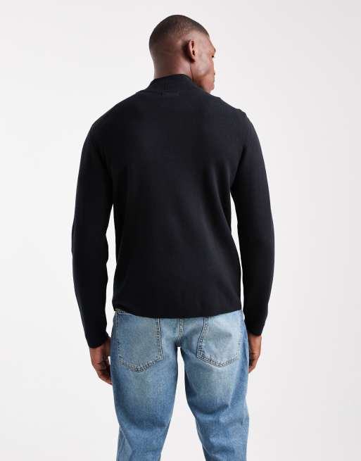 New Look - Premium - Gebreide trui met 1/4 rits in zwart, 4 van 5