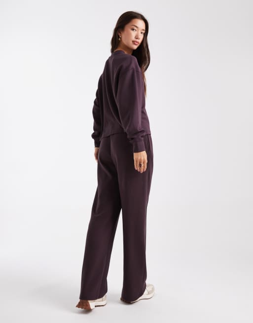 New Look - Premium - Joggingbroek met wijde pijpen in bordeauxrood, 4 van 5