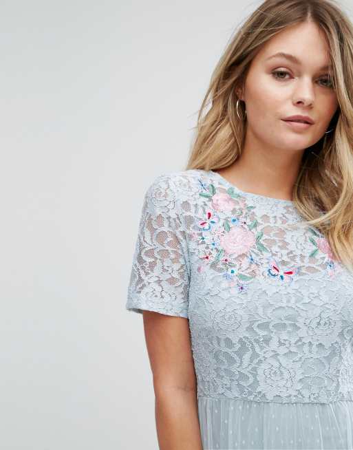 New Look – Premium – Mit Spitze verziertes Skaterkleid, 3 von 4