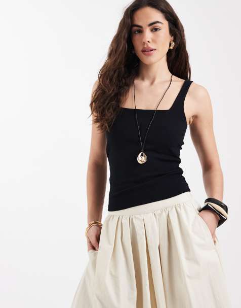 New Look premium square neck top in black - view 1