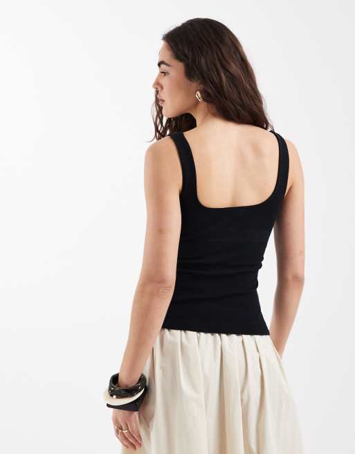 New Look – Premium – Svart topp med fyrkantig halsringning, 4 av 4
