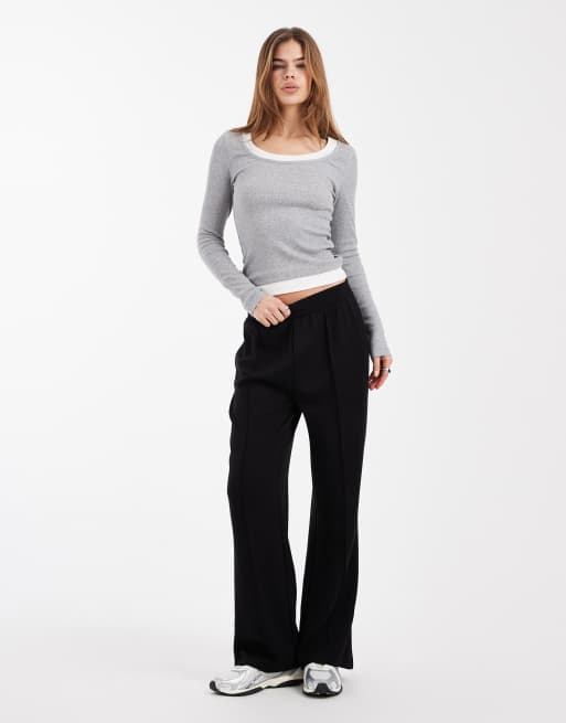 New Look – Premium – Svarta mjukisbyxor med vida ben, 2 av 5