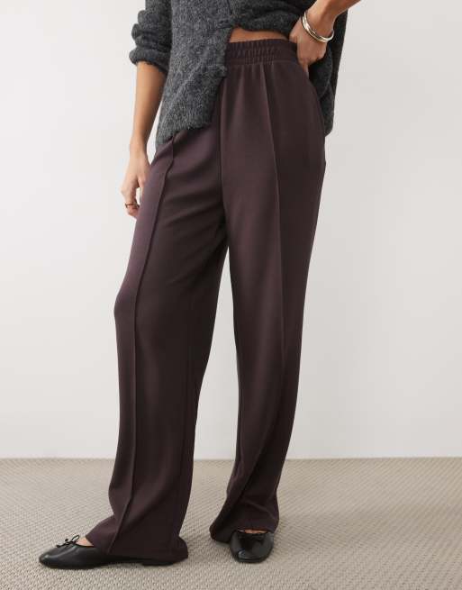 New Look Premium wide leg jogger co-ord in dark burgundy, 2 of 5
