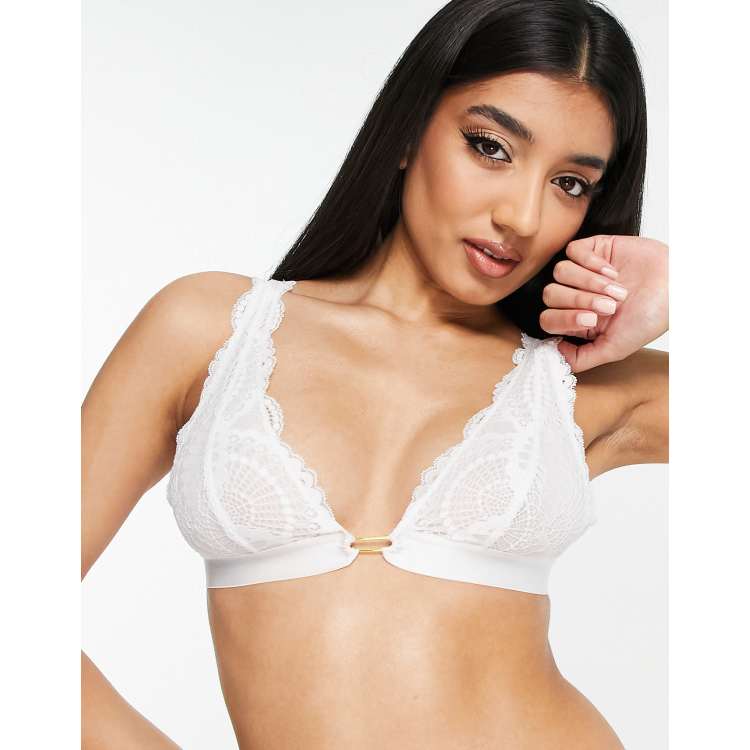 New Look pretty lace bralette in white