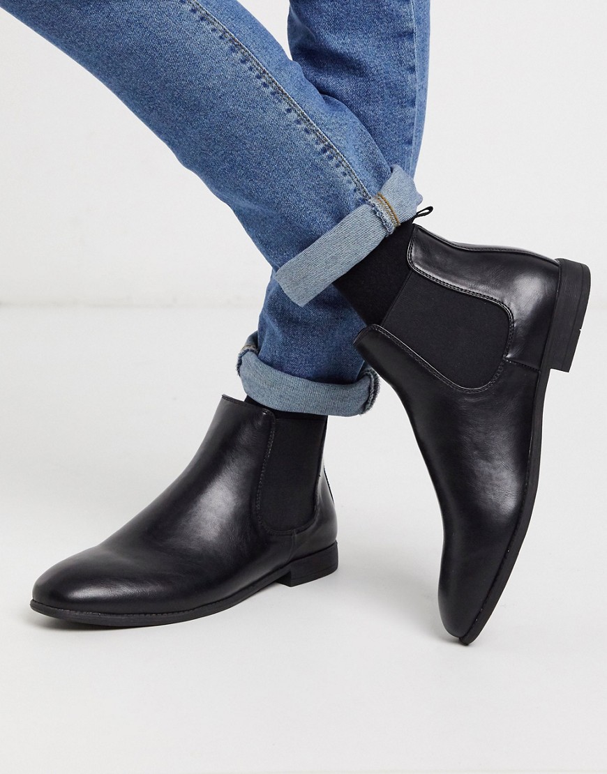 New Look PU chelsea boot in black