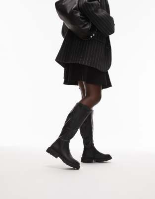 New Look Pu Chunky Knee Boots In Black