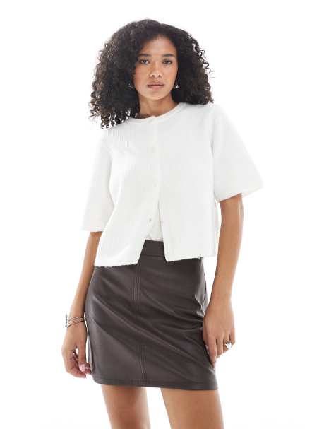 New Look PU mini skirt in brown - view 1