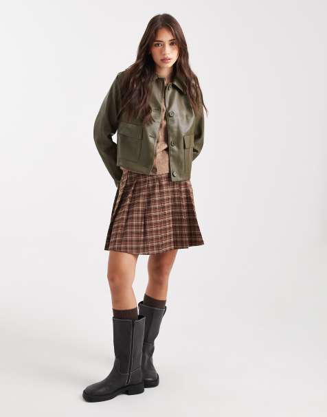 New Look PU patch pocket jacket in khaki - view 1