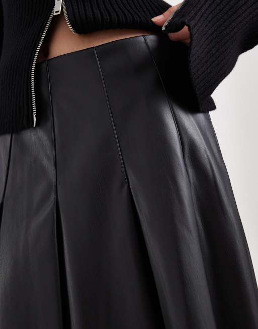 New Look PU pleated mini skirt In black ASOS