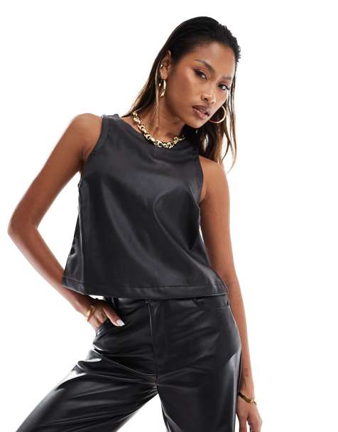 New Look PU shell top in black - view 1