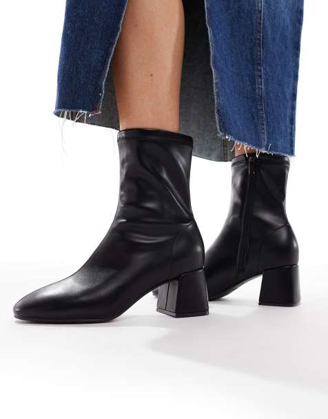 New Look PU sock heeled boots in black - view 1