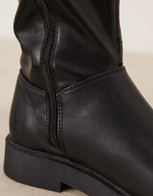 New Look PU stretch riding boot in black, 3 of 4