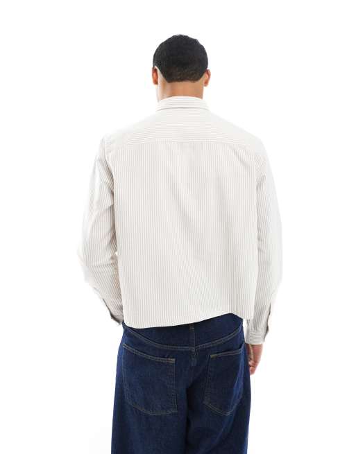 New Look – Pudełkowa koszula oxford w brązowe prążki, 3 z 5