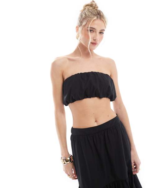 New Look puff bandeau top in black (part of a set) - view 1