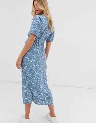 new look green spot midi dress