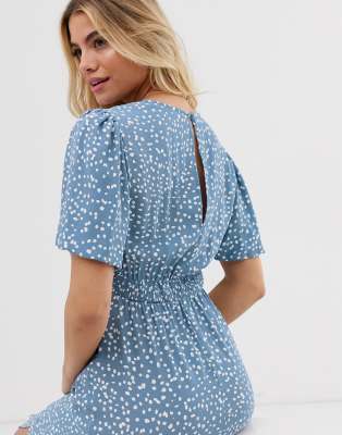 new look blue spot dress