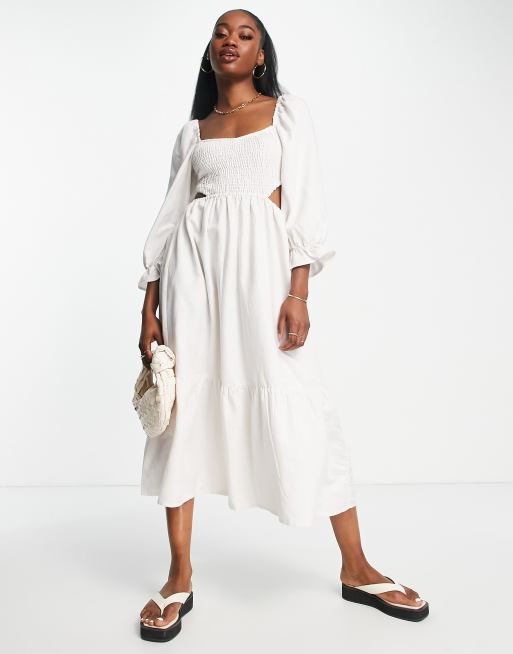 New look puff sleeve hotsell midi dress