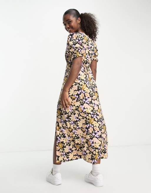 New look black 2024 floral midi dress