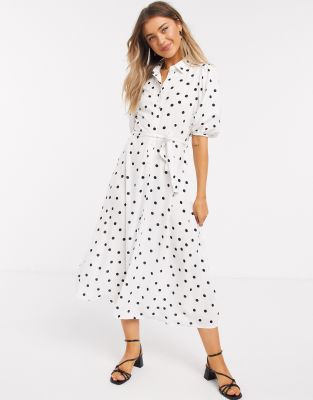 white puff sleeve midi dress