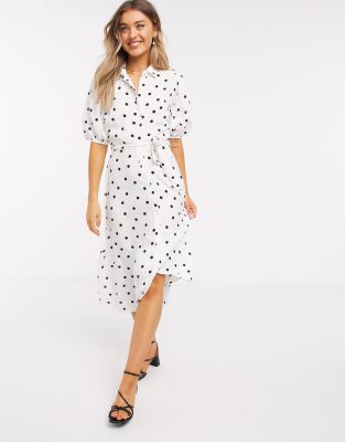 new look white polka dot dress