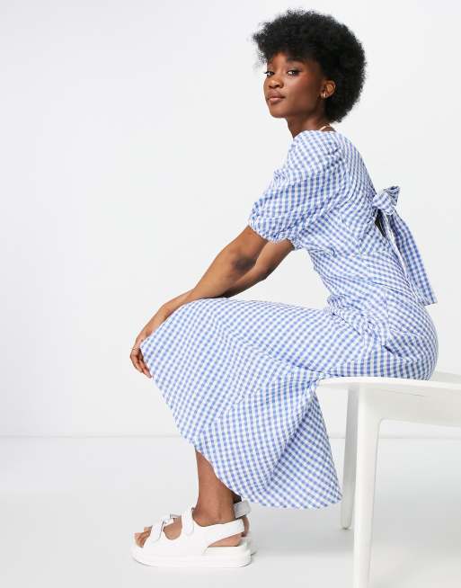 Gingham puff 2025 sleeve dress