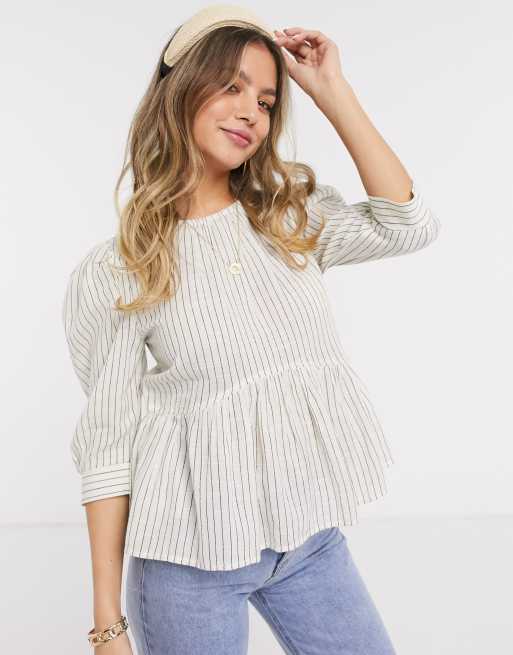 Striped store peplum top