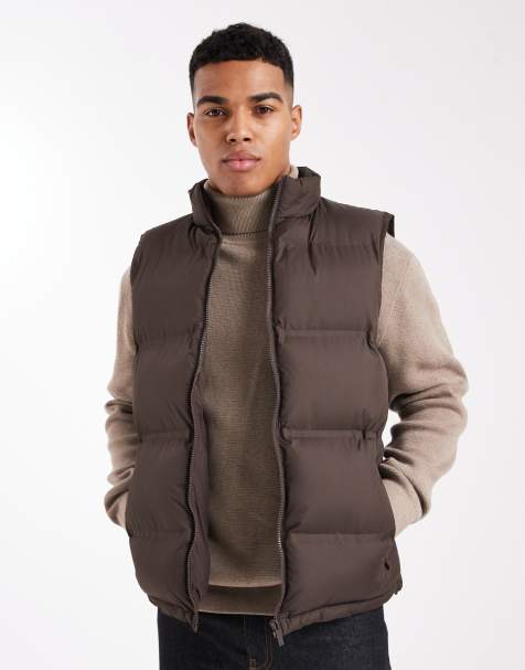 New Look puffer gilet in brown - view 1