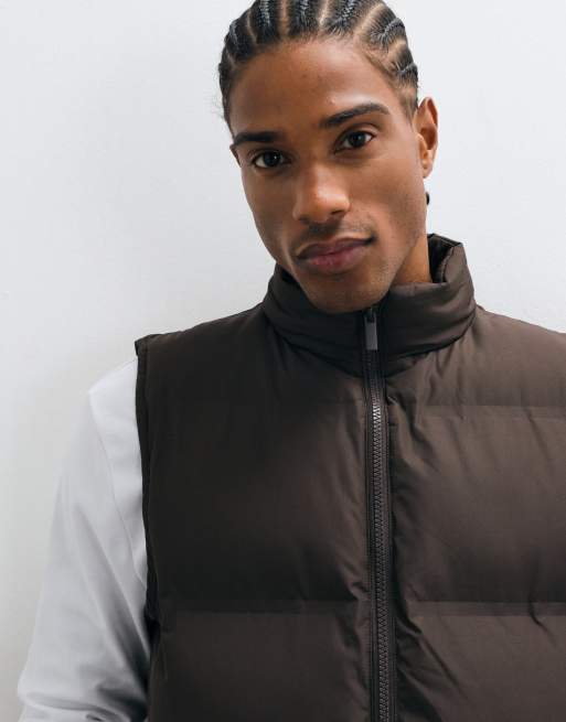 New Look puffer gilet in brown , 4 of 5