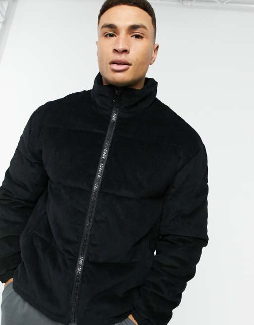 New Look puffer jacket in black cord | ASOS