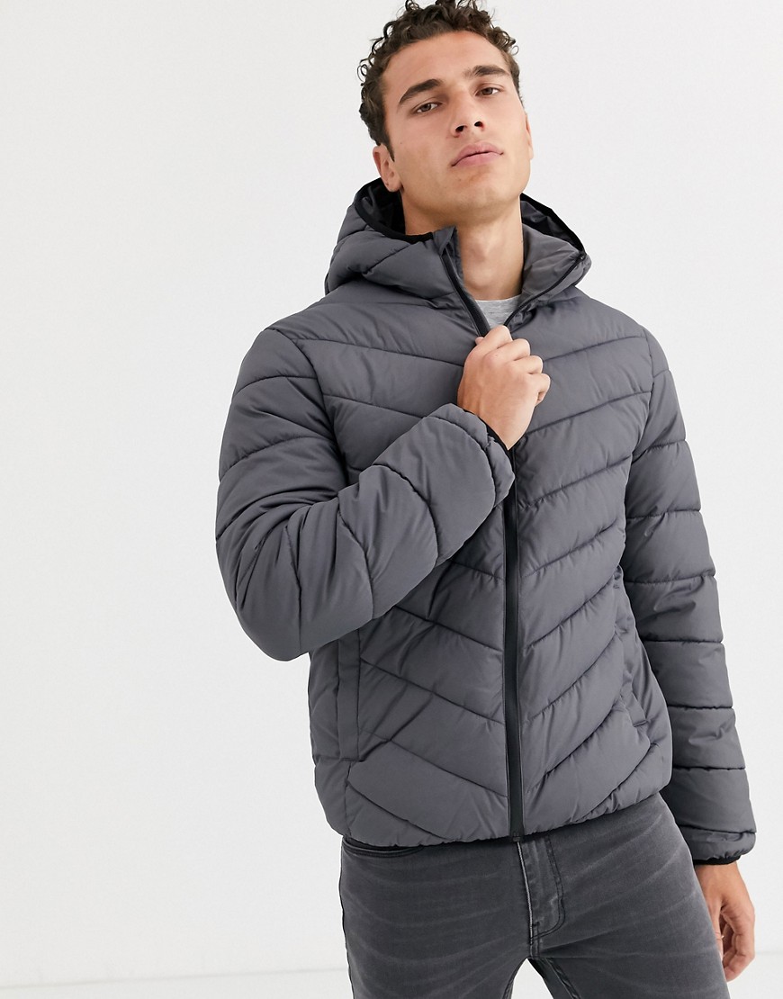 New Look Puffer Jacket In Gray