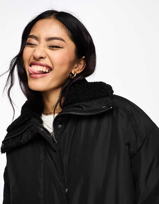 Oversized puffer jacket with hood monki sale