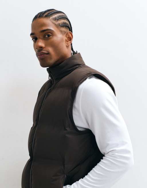 New Look puffer vest in brown , 3 of 5