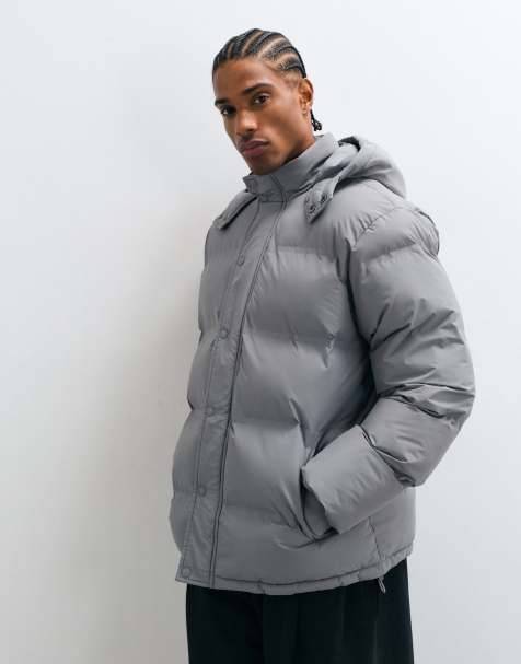 New Look Pufferjacke mit Kapuze in Grau - view 1
