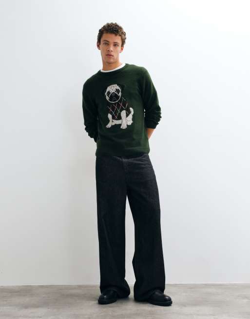 New Look pug argyle jumper in khaki , 2 of 5