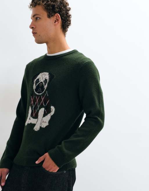 New Look pug argyle jumper in khaki , 5 of 5