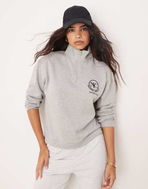 New Look - Pull à col zippé - Gris