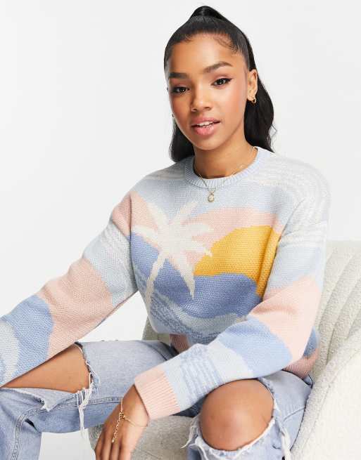 New Look - Pull à motif tropical - Multicolore