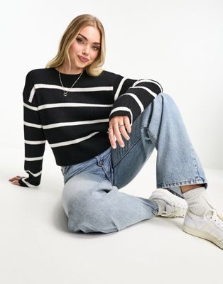 New Look stripe jumper in black - ASOS Price Checker