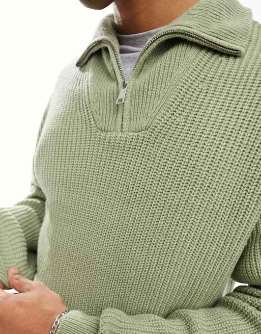 New Look - Pull camionneur en côtes anglaises - Kaki clair, 4 de 4