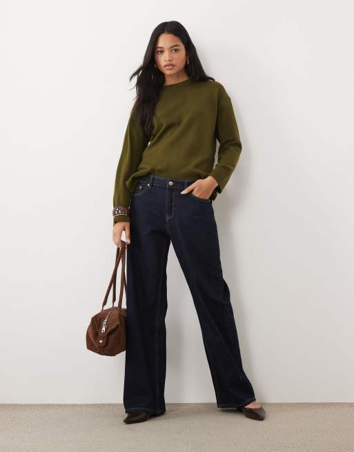 New Look pull fendu sur le côté kaki, 2 de 4