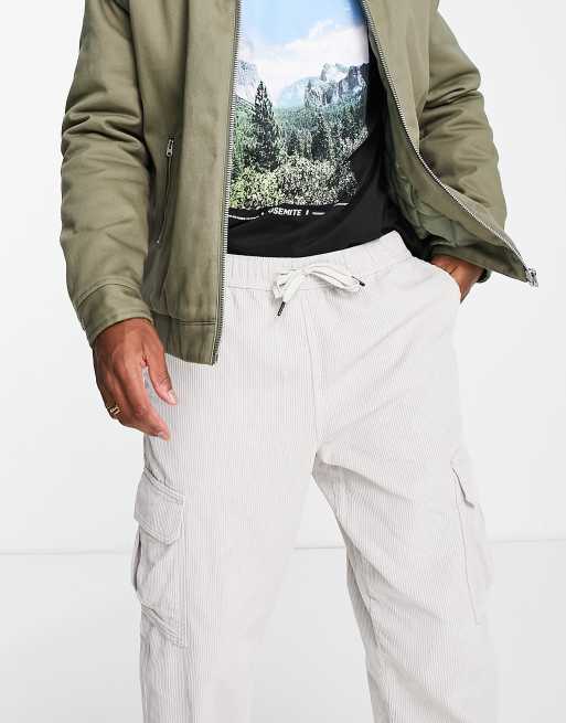 New Look pull on cord cargos in stone, 3 of 4