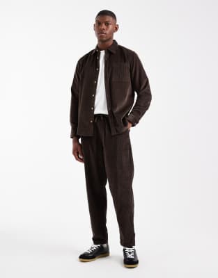 New Look New Look pull on cord trousers co-ord in dark brown