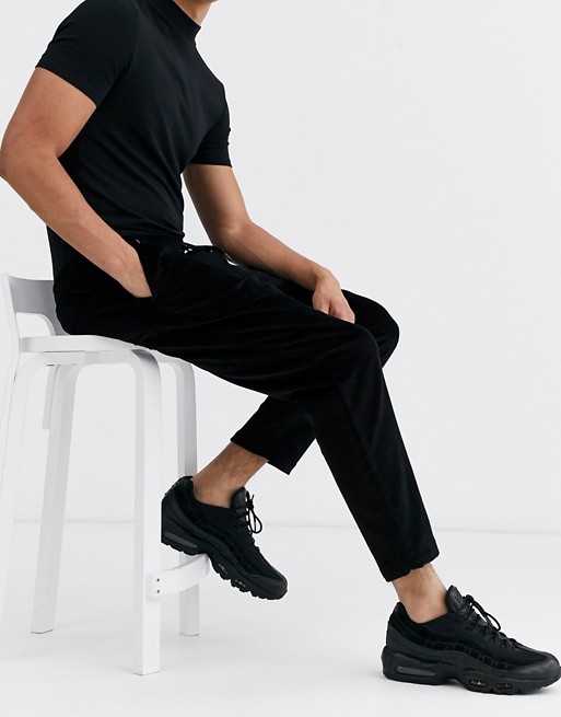 New Look pull on cord trousers in black