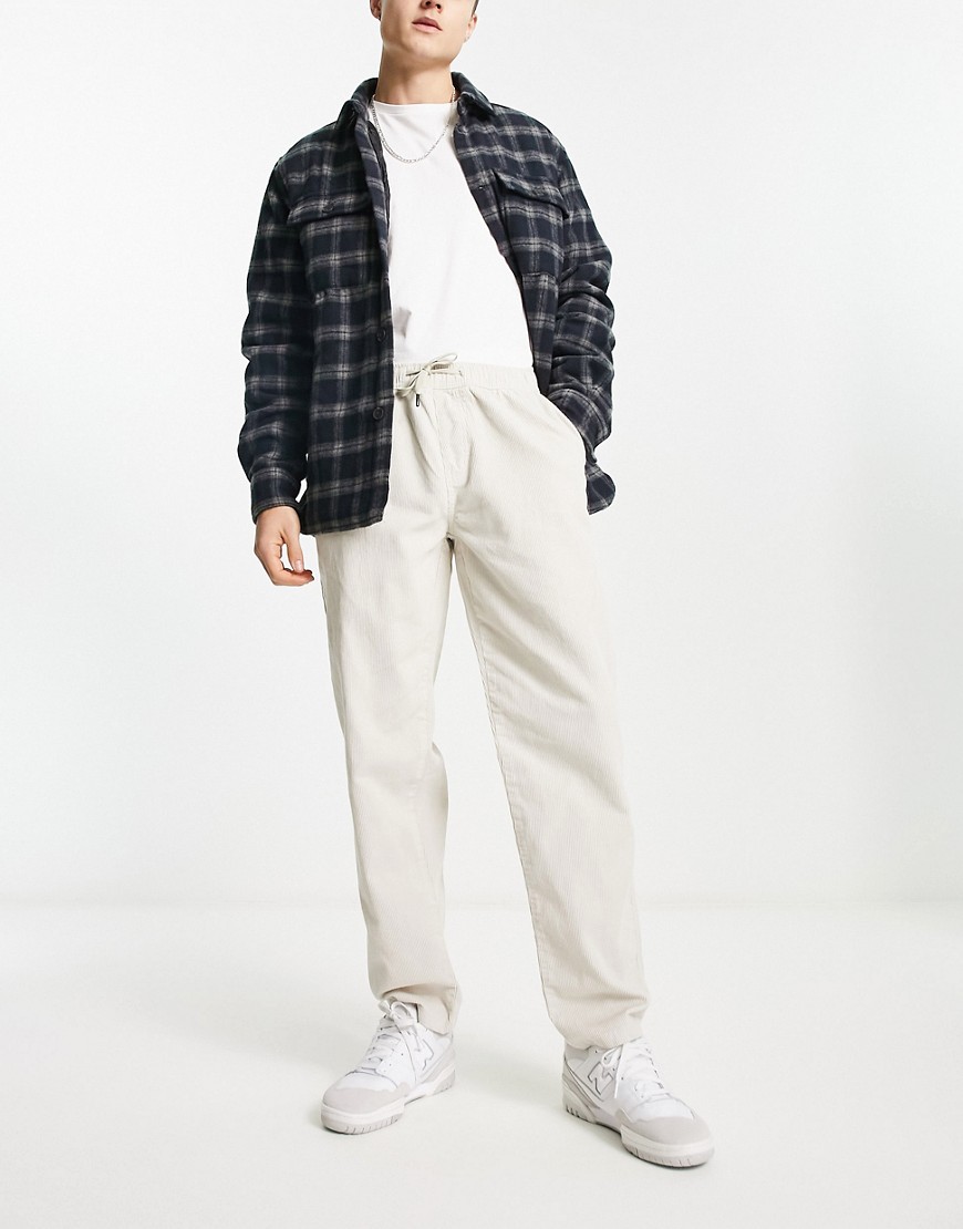 New Look pull on cord trousers in stone-Neutral