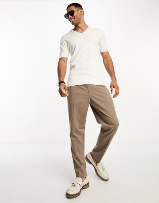 New Look pull on smart trousers in camel