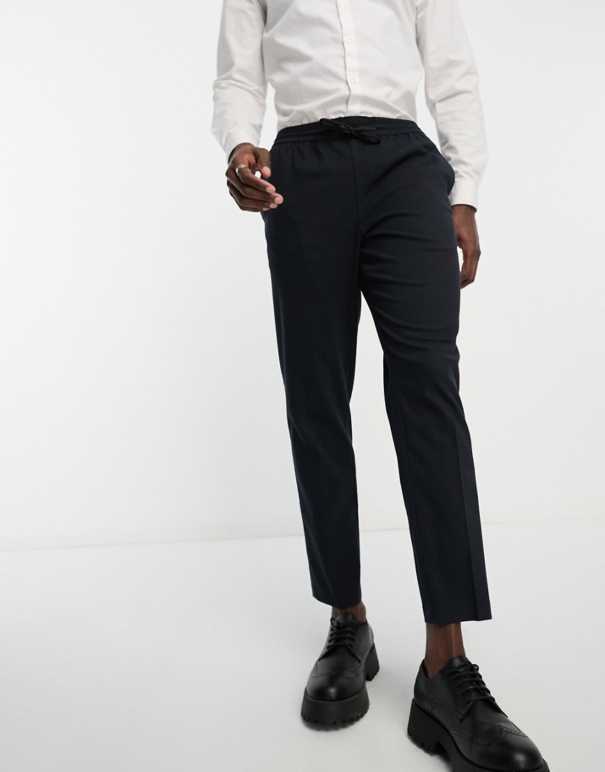 New Look pull on smart trousers in navy