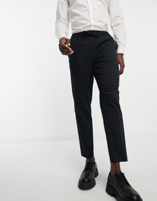 New Look pull on smart trousers in navy | ASOS